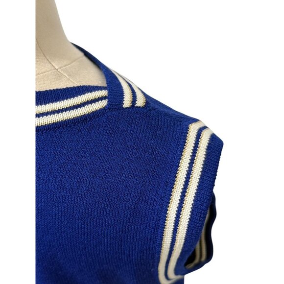St. John Sport 2 PC Button Down Cardigan & Tank SET Royal Blue White Gold Size M - Picture 9 of 16